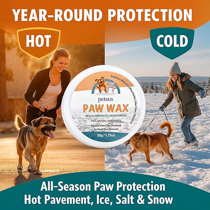 Dog Paw Balm & Paw Wax - Natural Lick-Safe Paw & Nose Moisturizer - Heals Dry, Cracked Pads & Nose - Snout Soothing Formula with Dead Sea Minerals, Shea Butter & Coconut Oil - 1.75 oz