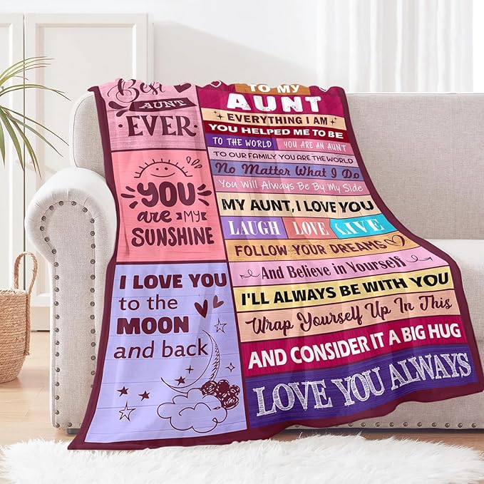 Aunt Gifts - Gifts for Aunt from Niece Nephew - Best Aunts Ever Gift - Great Aunts Gifts - Auntie Gift for Women - Christmas Valentines Day & Mothers Day Birthday - to My Aunt's Blanket 50"x60"