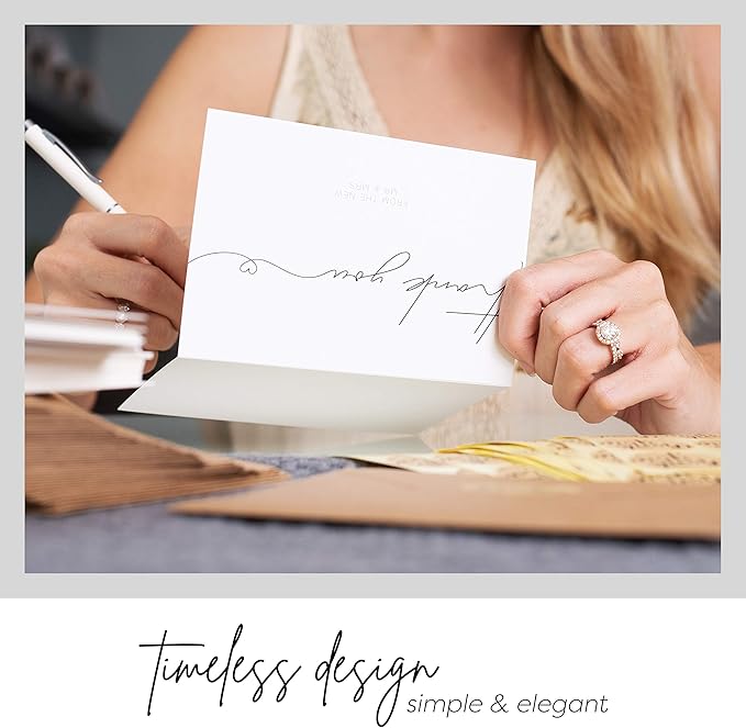 120 Heavyweight Blank Wedding Thank You Cards with Envelopes, Personalized Greetings Gratitude Letter From The New Mr and Mrs, Wedding Thank You Notes with Envelopes & Stickers (4x6 Inches) (120 Pack)
