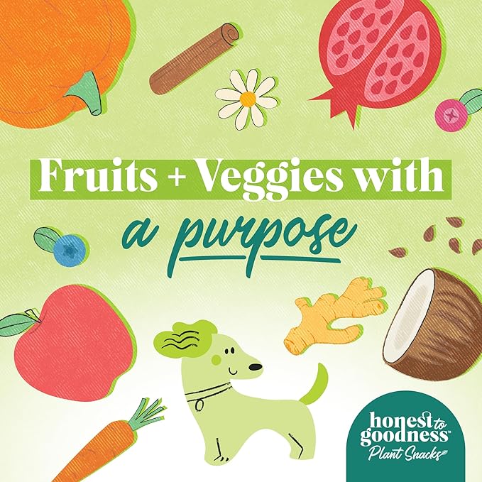 Honest to Goodness Plant Snacks Dog Treats, Enriched with Omega 3s & Postbiotics, 8oz Variety Pack, 6 Bags