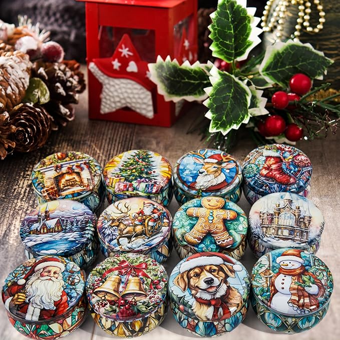 12 Pack Christmas Candles for Women Men: Long Lasting Winter Candle Set, Holiday Scented Candles for Home Scented, Soy Candle Gift Set for Bath Meditation Relaxing, Birthday Christmas Gifts Home Decor