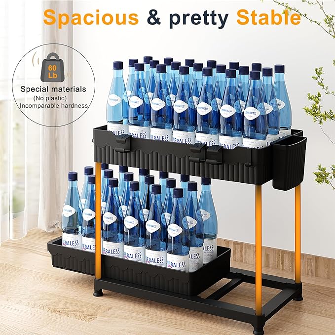 3 Pack Under Sink Organizers, 2-Tier Multi-Use Kitchen and Bathroom Organizers and Storage with Sliding Drawers，Bathroom Cabinet Organizer (Black, 14.8 Inch)