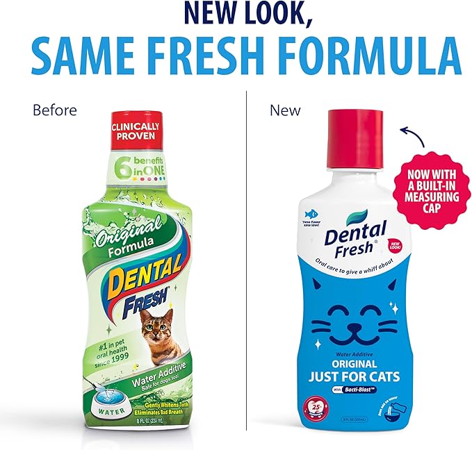Dental Fresh Cat Water Additive, Tuna Flavor Dental Care – Easy Oral Care, Cleaner Teeth, Fresh Breath and Tartar Support for Cats