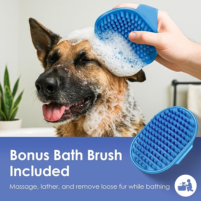 AKC - Double-Sided Grooming Brush for Dogs & Cats |Soft Bristles & Stainless Steel Pins for Removing Tangles, Shedding & Loose Fur |Gentle on Skin | Comfortable Grip Handle for Easy Brushing & Bathing