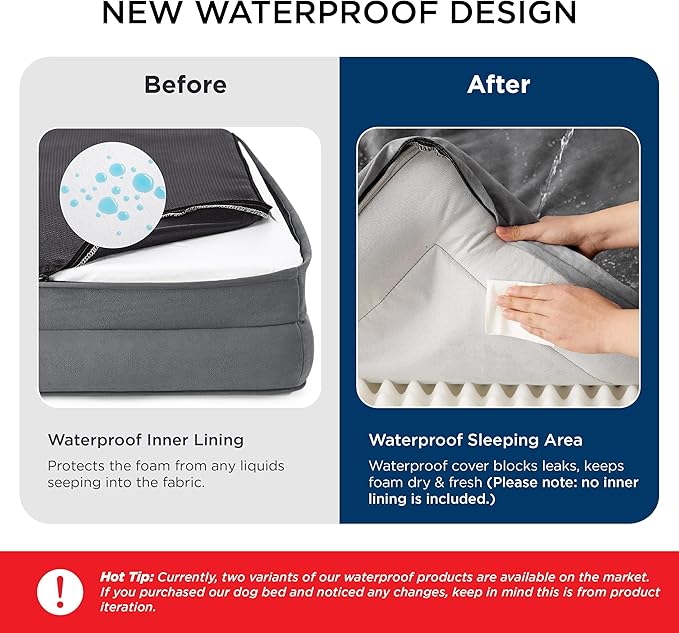 Bedsure XL Orthopedic Dog Bed for Extra Large Dogs - Washable XLarge Dog Cat Bed Waterproof, Comfort Dogs Couch Sofa with Washable Removable Cover, Pet Bed with Nonskid Bottom, Ivory, 42"