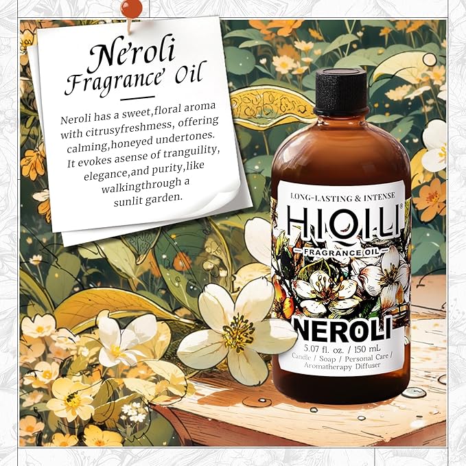 HIQILI Neroli Fragrance Oil for Candle, Soap and Perfume Making, Add to Body Lotion and Handcream, Essential Oil Diffuser Use - 5.07 Fl Oz