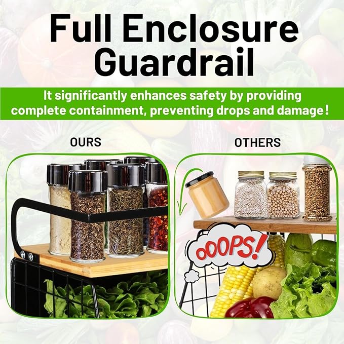 2 Set Magnetic Shelf for Refrigerator with Wood Lid, Fruit Potato & Onion Storage Bins, Pantry Organizers & Storage, Large Container Magnetic Spice Rack for Refrigerator, Kitchen Counter, Cabinet