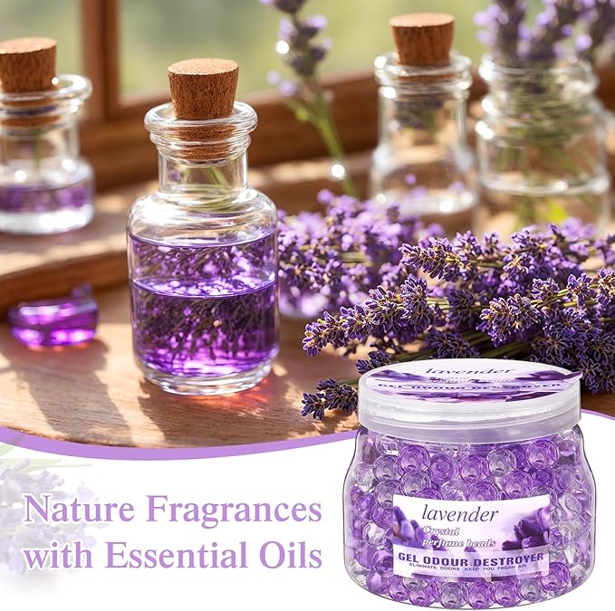 9 Pack Odor Eliminator Gel Beads Bulk 10 Ounces Air Freshener Gel Beads Odor Eliminator for Home, Bathrooms, Cars, Boats and Pet Areas(Lavender)