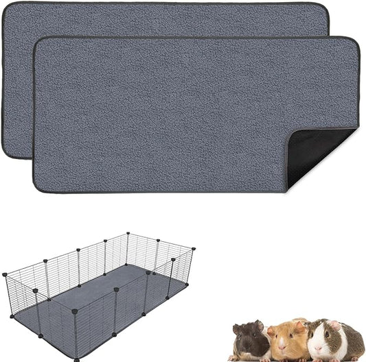 Guinea Pig Fleece Cage Liners for C&C 2x4 Habitat, Washable Reusable Guinea Pig Bedding Super Absorbent Guinea Pig Pee Pads Anti Slip Mat for Rabbit Hamster Rat - 2 Pack 57.1" x 27.6"
