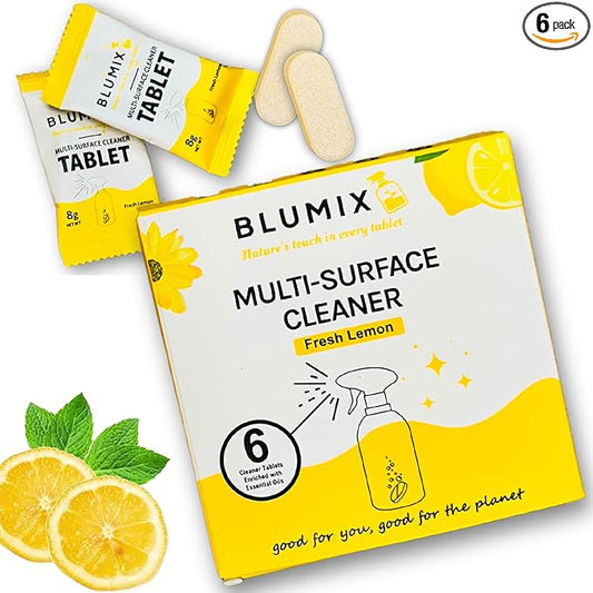 Multi-Surface Cleaner Refill Tablets – 6 Count | Fresh Lemon Scent | Eco-Friendly, Biodegradable, Plastic-Free Cleaning Refills for Spray Bottles – All-Purpose Household Use