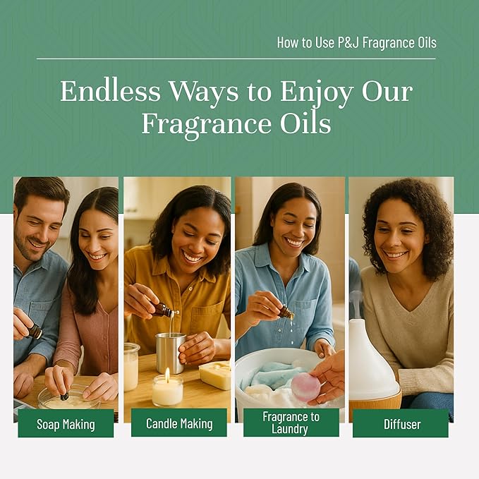 P&J Fragrance Oil Christmas Set | Christmas Wreath, Mistletoe, Candy Cane, Gingerbread, Cinnamon, and Cranberry Candle Scents, Freshie Scents, Candle/Soap Making Supplies