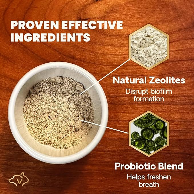 VetriScience Healthy Mouth Dog Dental Powder, 2Pack – Helps Reduce Plaque & Tartar Buildup, Support Clean Teeth,Fresh Breath, Vet-Formulated Oral Care Powder for Dogs Cats, NASC Certified, 2 x 4.2oz