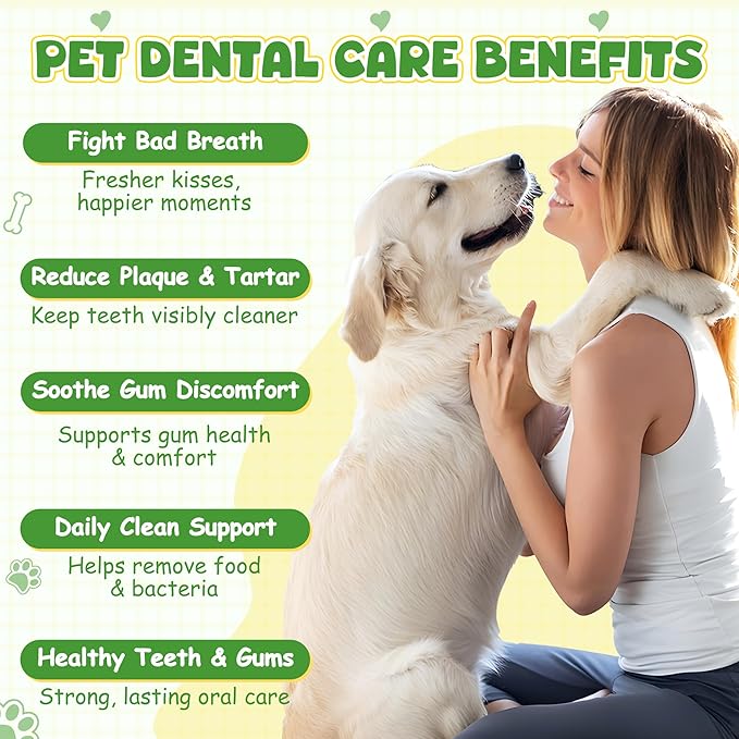 Dog Teeth Cleaning Powder, Dog Dental Powder and Cats Breath Freshener, Plaque Off, Bad Breath & Tartar Remover for Dogs, Dog Teeth Cleaning with Enzymes- 60-Day Supply -Mint Flavor