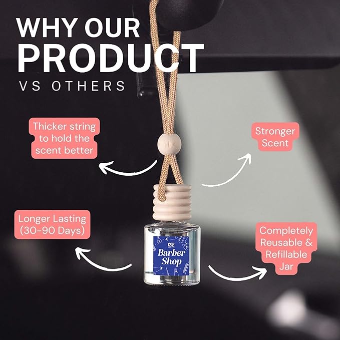 CE Craft Hanging Car Air Freshener – Fragrance Oil Diffuser with Essential Oils – Long-Lasting Aromatherapy Scents for Automobiles – 4 Pack, Clean