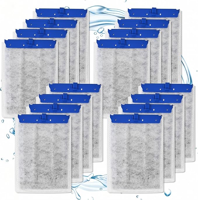 16 Pack Large Filter Cartridges for Tetra Whisper Bio-Bag Filters, Aquarium Replacement Filter Cartridges for Whisper 20i/40i, IQ20/30/45/60, PF20/30/40/60 and Repto Filter