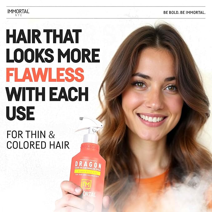 Immortal NYC Dragon, Leave in and Detangler Spray, 17 oz, For Thin and Colored Hair