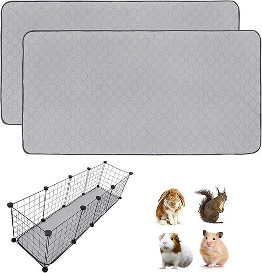 2 Pack Guinea Pig Cage Liners, 12' X 48'' Washable Guinea Pig Pee Pads, Non Slip Reusable Super Absorbent Guinea Pig Training Mat Bedding Fleece for Small Animals Hamster Rabbit Chinchilla Rat