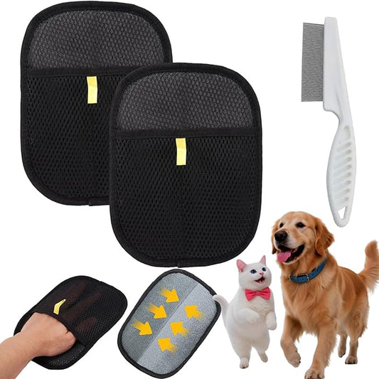 2-Pack Pet Hair Removal Gloves - Gentle Massaging & Hair Removal Tool for Cats and Dogs |It can be reused and Washed, Can Be Directly Used for Pets, Sofas, Carpets, Beds and Car Seats