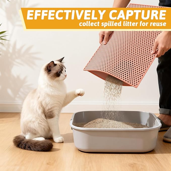 Pieviev Cat Litter Mat Double Layer Waterproof Urine Proof Trapping Mat 1 Pack (Red, 24x15 Inch (Pack of 1))