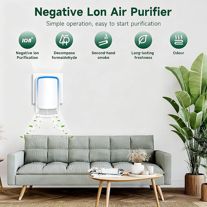 Plug In Air Ionizer Purifier for Home (4 Pack), Negative Ion Generator, Quiet Air Freshener for Bedroom, Office, Kitchen, Portable Air Filter, Mini Air Cleaner