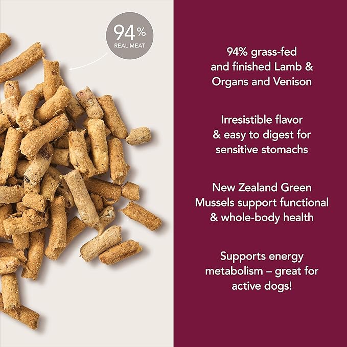 K9 Natural Lamb and Venison Freeze Dried Dog Food, High-Meat and Natural Complete Meal or Meal Toppers for Dogs, Grass-Fed Lamb and Venison from New Zealand, Grain-Free, GMO-Free, 4lb