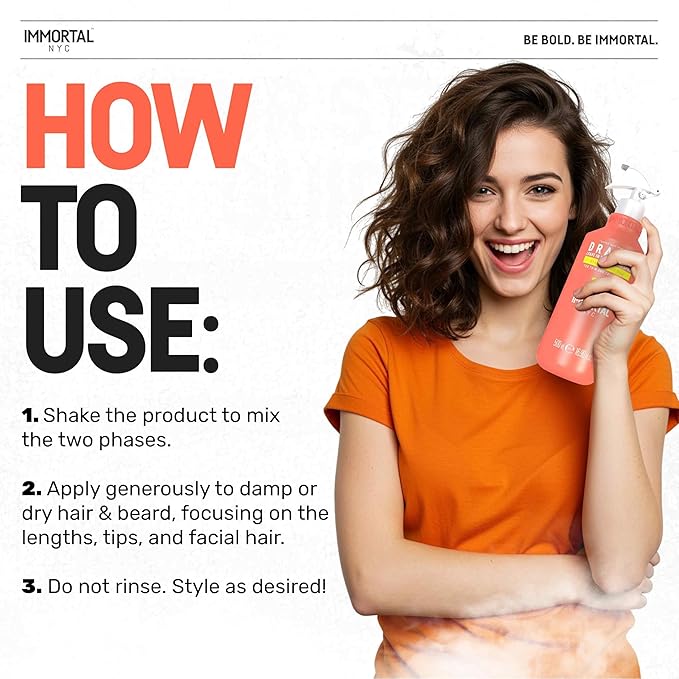 Immortal NYC Dragon, Leave in and Detangler Spray, 17 oz, For Thin and Colored Hair