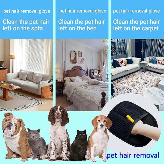 2-Pack Pet Hair Removal Gloves - Gentle Massaging & Hair Removal Tool for Cats and Dogs |It can be reused and Washed, Can Be Directly Used for Pets, Sofas, Carpets, Beds and Car Seats