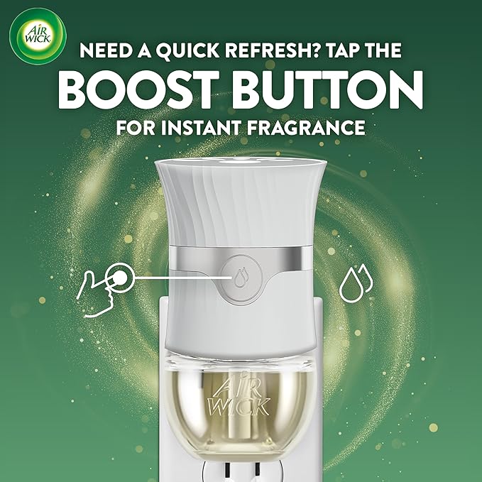 Air Wick Plug In Scented Oil Refill, Infused with Essential Oils, Plug In Air Fresheners for Home, Fresh Pine & Juniper, 4 ct