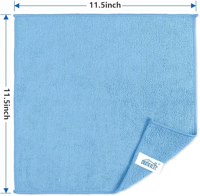 HOMEXCEL Blue Microfiber Cleaning Cloth, 8 Pack Cleaning Towels for Kitchen, Lint Free, Scratch-Free, Highly Absorbent, and Reusable Cleaning Rags for House, Window and Glass, Cars, 11.5 X11.5 inch
