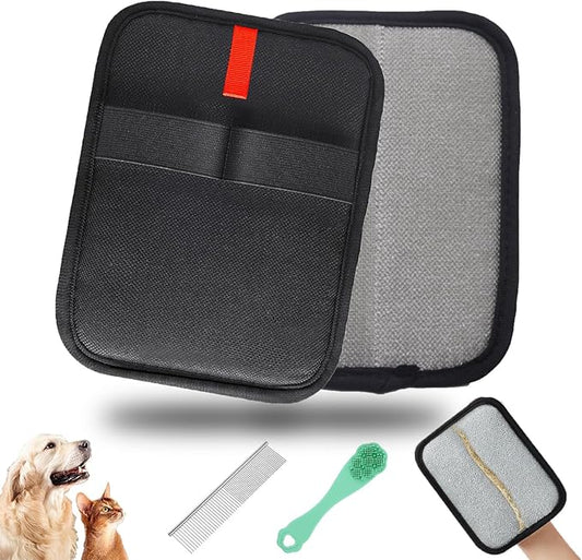 2Pcs Static Pet Hair Removal Glove, Reusable Electrostatic Pet Cat Dog Hair Remover Grooming Gloves Brush Tool for Couch, Furniture, Carpet, Car Seat,Dog Combs for Grooming Matting,Finger Toothbrush