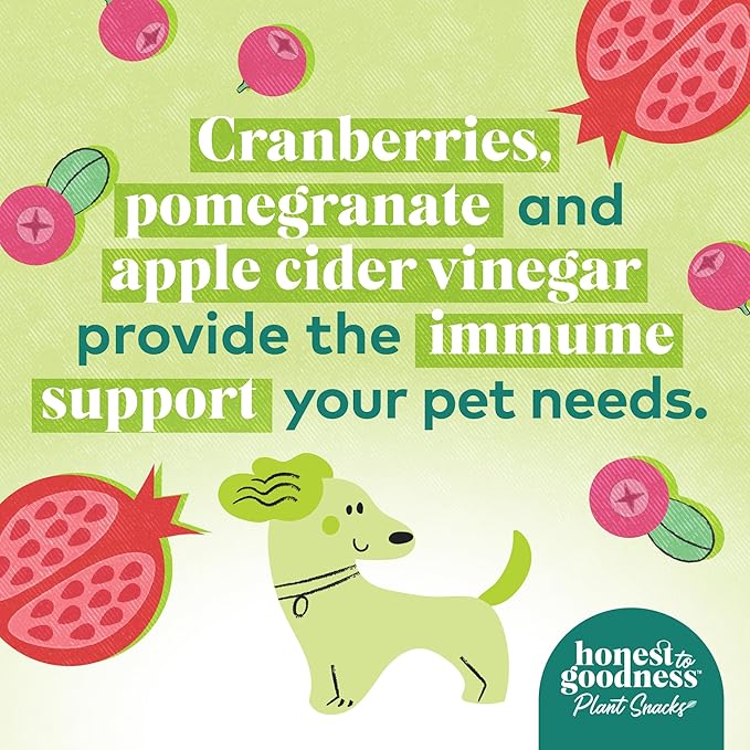 Honest to Goodness Plant Snacks Buddy Boost Cranberry & Pomegranate Recipe Dog Treats, Enriched with Omega 3s & Postbiotics, 8oz