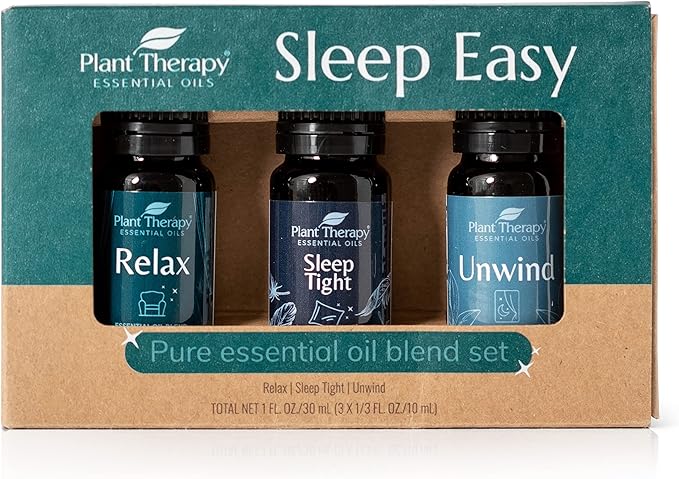 Plant Therapy Sleep Easy Essential Oil Blend Set 10 mL (1/3 oz) Each of Relax, Sleep Tight & Unwind, Pure, Undiluted, Essential Oil Blends