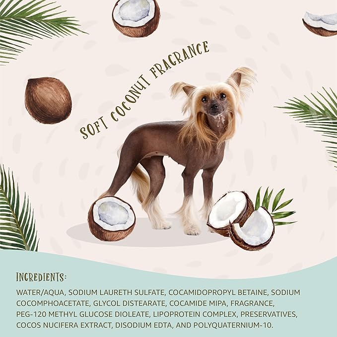 Hydra Senses Bliss Shampoo for Dogs and Cats, Coconut Water Pet Shampoo, Pet Moisturizing Shampoo for All Breeds, Repairs Coat Damage