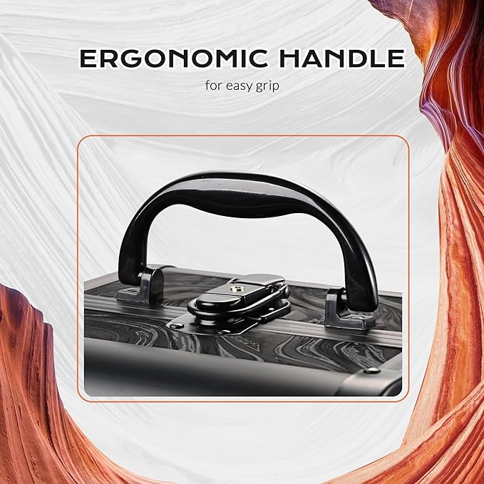 BYOOTIQUE Cosmetology Makeup Train Case 2-Tier Trays Portable Cosmetic Hairstylist Traveling Bag Storage Organizer Lockable Tattoo Box with Mirror for Artist Nail Tech,CoyoteButtes Shadows