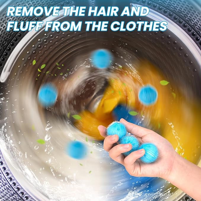 12pcs Pet Hair Removers for Washer, Reusable Washing Machine Lint Removers Catcher, Pet Hair Removal Tools for Clothes, Blankets, Coats- Blue