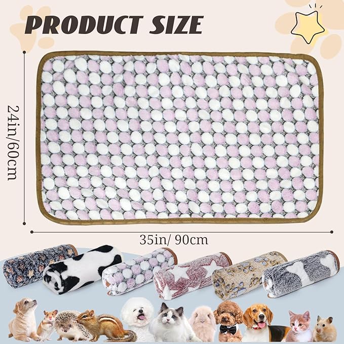 6 Pcs Washable Guinea Pig Blankets Absorbent Small Animal Fleece Bedding Cage Liners Reusable Pet Pee Pad Sleep Mat Pad Cover for Hamster Ferret Rabbit Chinchilla Hedgehog (24" x 35")