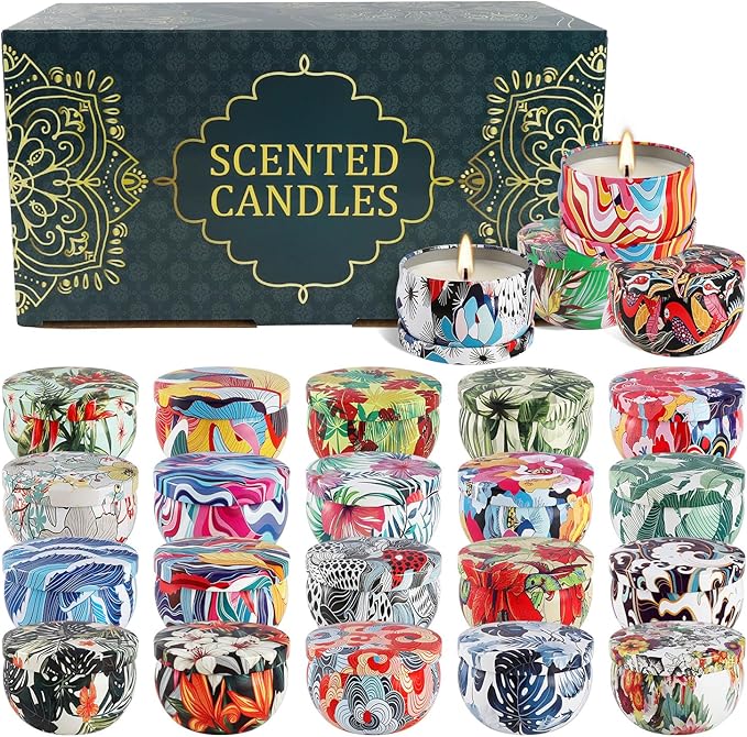 24Pack Scented Candles,Soy Wax Travel Tin Jar Candles,Aromatherapy Candles for Home 2.5 OZ Scented Candles for Mom for Christmas Candles, Birthday, Thanksgiving, Mother's Day,Valentine'sDay