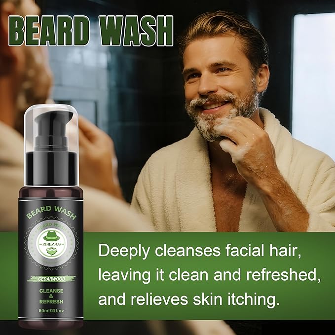 XIKEZAN Beard Kit for Men Care & Grooming Sets with Beard Oils, Conditioner, Balm, Wash, Brush, Comb, Scissors, Anniversary Valentines Fathers Gifts for Dad Men,Stocking Stuffers for Him