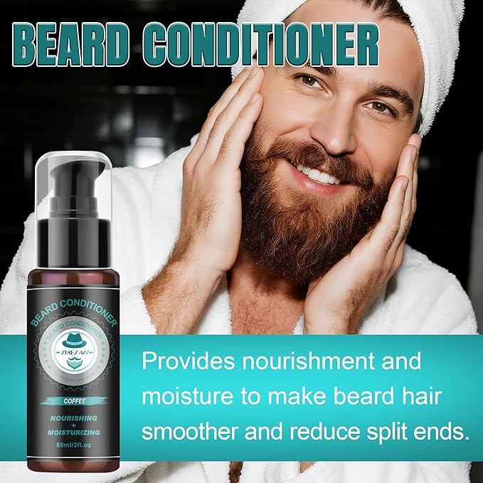 XIKEZAN Beard Care & Grooming Sets w/2 Pack Beard Oils, Conditioner, Wash, Balm, Wash, Scissors, Brush, Comb, Stocking Stuffers for Men Him Valentines Fathers Gifts for Dad,Christmas Gifts