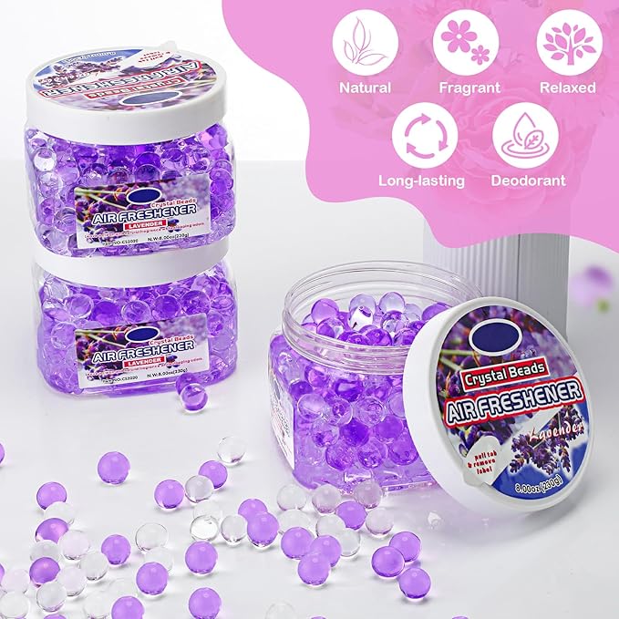 12 Pcs Air Freshener Gel Bulk Odor Eliminator Gel Beads 8 oz Long Lasting Air Freshener Beads Eliminates Odors in Home Bathrooms, Cars, Boats, Rvs and Pet Areas(Lavender)