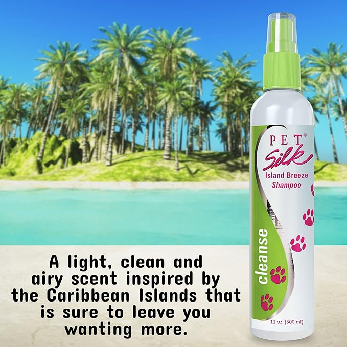 PET SILK Cologne - Pet Odor Eliminator - Dog Perfume & Deodorizer In Between Bath Wash - Clean and Fresh Smelling Fur - Conditioning & Deodorizing Qualities (Island Breeze, 11.6 oz)