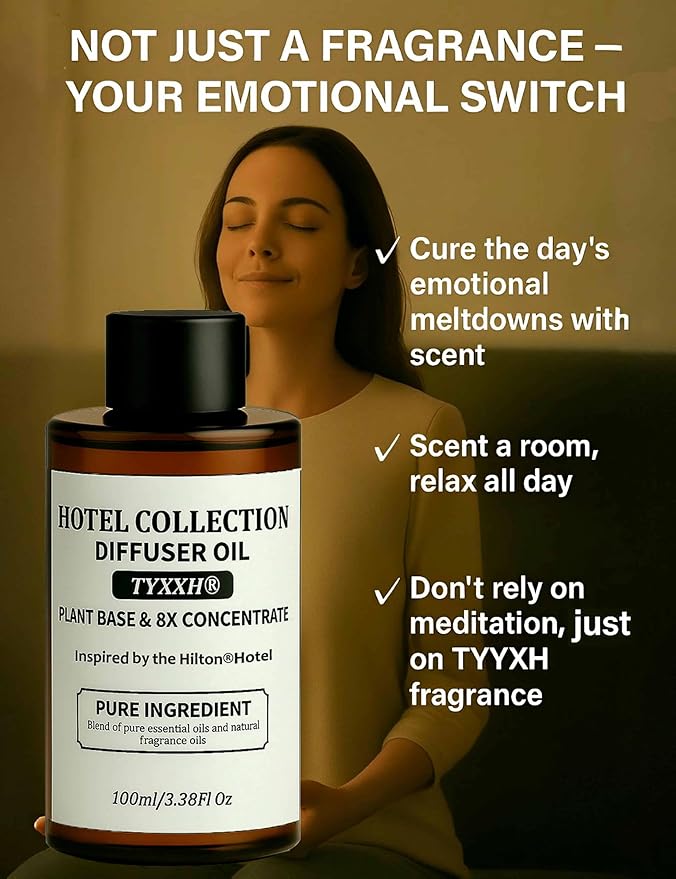 Hotel Collection Diffuser Oil, Hilton Inspired Essential Oils for Waterless, Cold Air, Ultrasonic & Reed Diffusers, HVAC, Long-Lasting 5-Star Hotel Fragrance for Home, Office, Spa - 3.38fl oz/100ml
