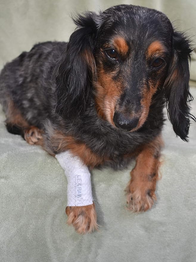 PawFlex Protective Sleeve Tubular Cover - Bandages - for Dogs Cats and Other Pets First Aid Wound Care Comfortable Non-Adhesive Breathable & Water Resistant 18 Strips (yields 36-54 Covers)-(Small)