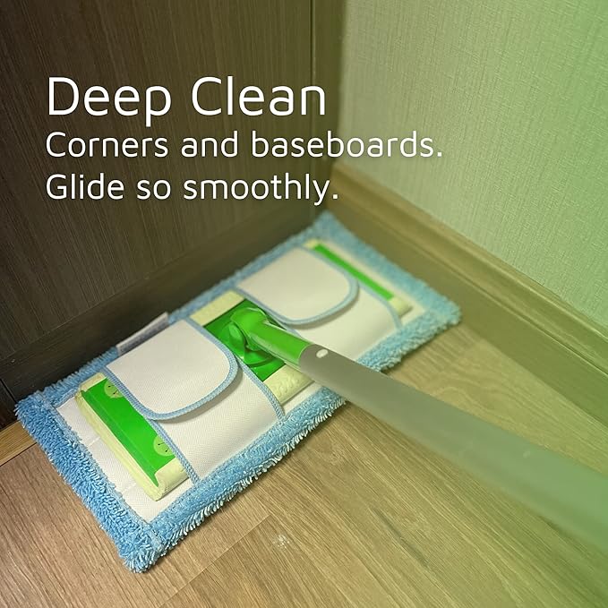 Reusable Washable Mop Pads for Swiffer Sweeper Mop, 2-Pack Microfiber Cleaning Cloths for Hard Floors, Baseboards, Wet and Dry Dusting