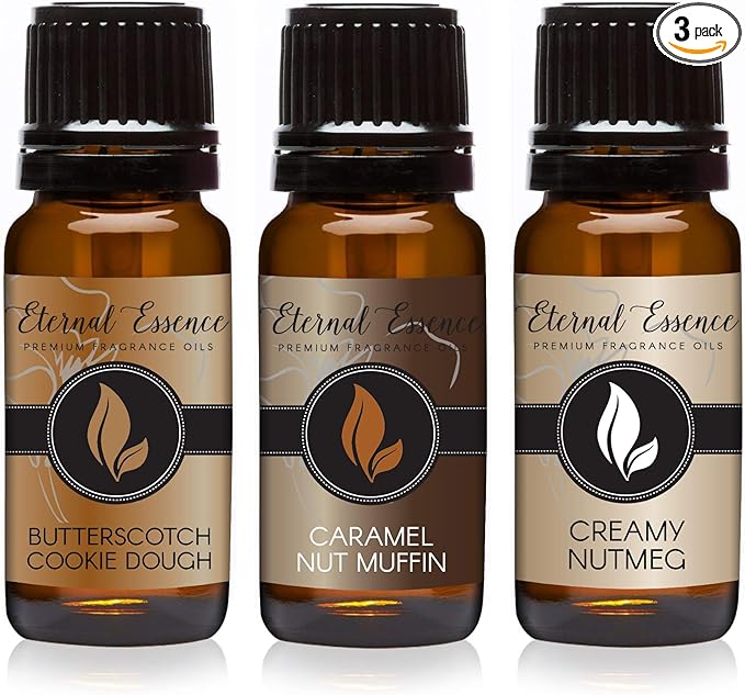 Eternal Essence Oils - Trio (3) - Butterscotch Cookie Dough, Caramel Nut Muffin & Creamy Nutmeg - Premium Fragrance Oil - 10ML