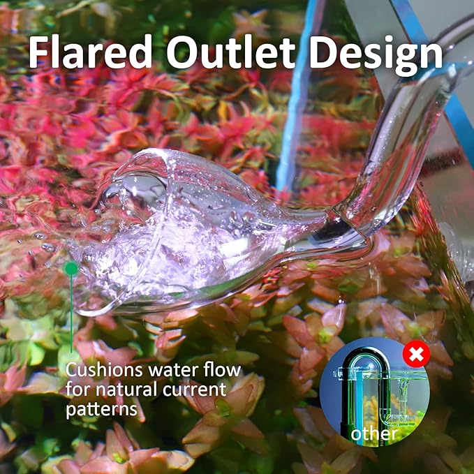 13mm Aquarium Glass Lily Pipe with Inflow, Outflow and Brush & 6 Suction Cups for 1/2" ID (12/16mm) Tubing