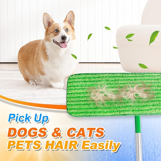 XL Wet Pads Refills for Swiffer XL Dry Sweeping Cloths Reusable XL Wet Mopping Pad Cleaning Cloths Microfiber Mop Pads for Hardwood Floor Cleaning (Green 7 Pack)