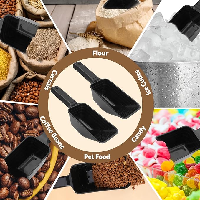 2 Cup Dog Food Scoop, 10 Pack Pet Food Scoop with Measuring Lines for Dog, Cat, Bird, and Rabbit, Accurate Feed Scoop, Dishwasher Safe (Black)