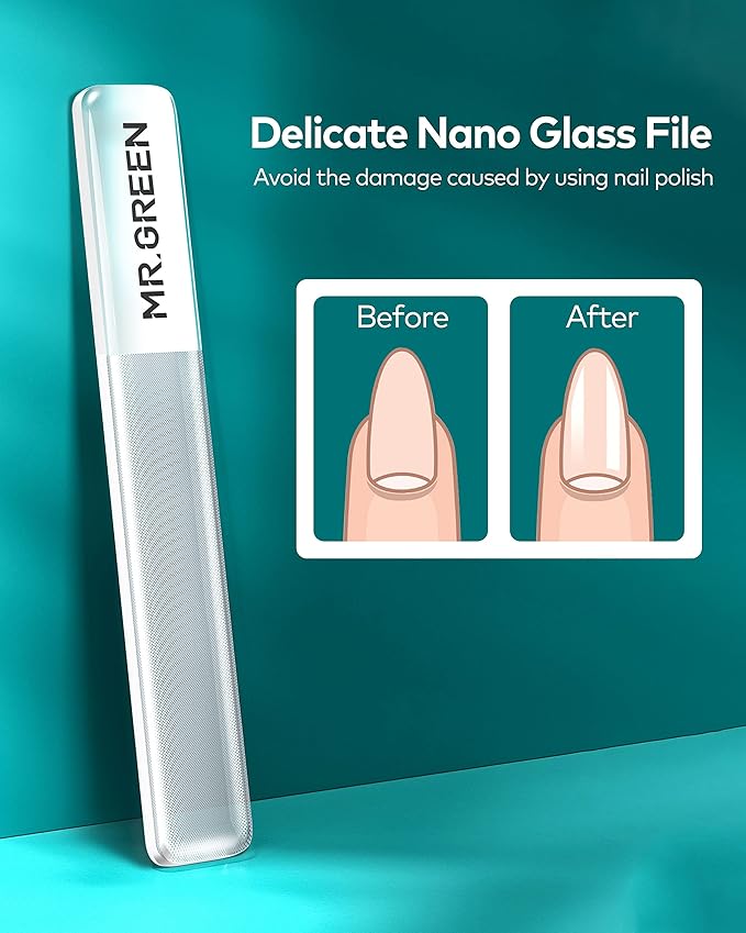 MR.GREEN Nail Clipper 3Pcs Set, Stainless Steel Manicure Pedicure Set with Nail Clippers, Glass Nail File & Tweezers, Medical Grade Grooming Kit with Travel Case Gift Box for Man & Woman (Pink)