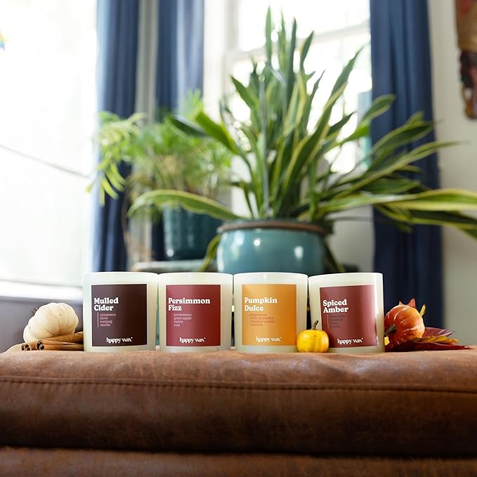 Happy Wax Pumpkin Dulce All Natural Soy Wax 1 Wick Premium Scented Candle, Infused with Essential Oils, Long Lasting 30+ Hours of Burn Time